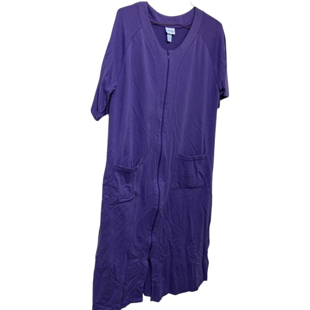 Lane Bryant Women's Purple Knit Zipper Nightgown Lounge Dress M Cotton Blend